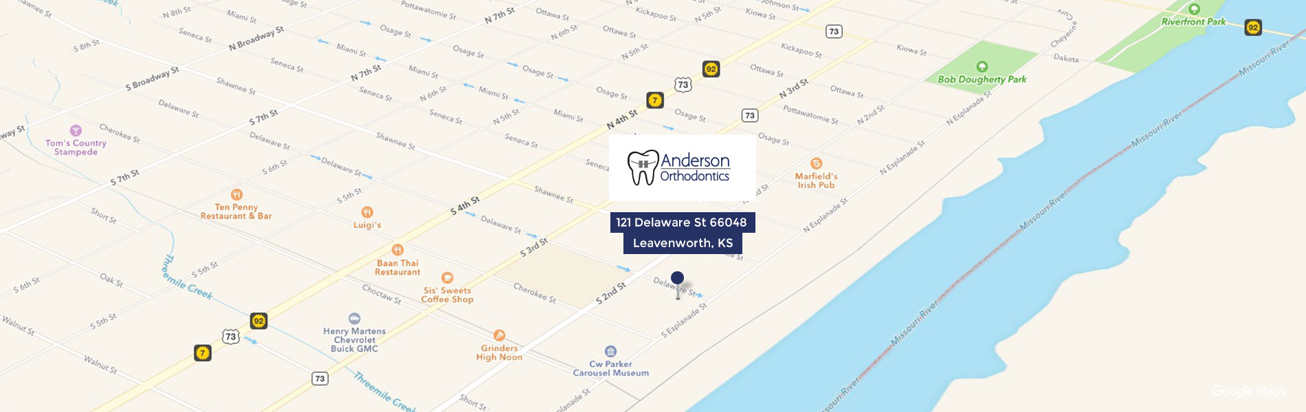 Map of Anderson Orthodontics location